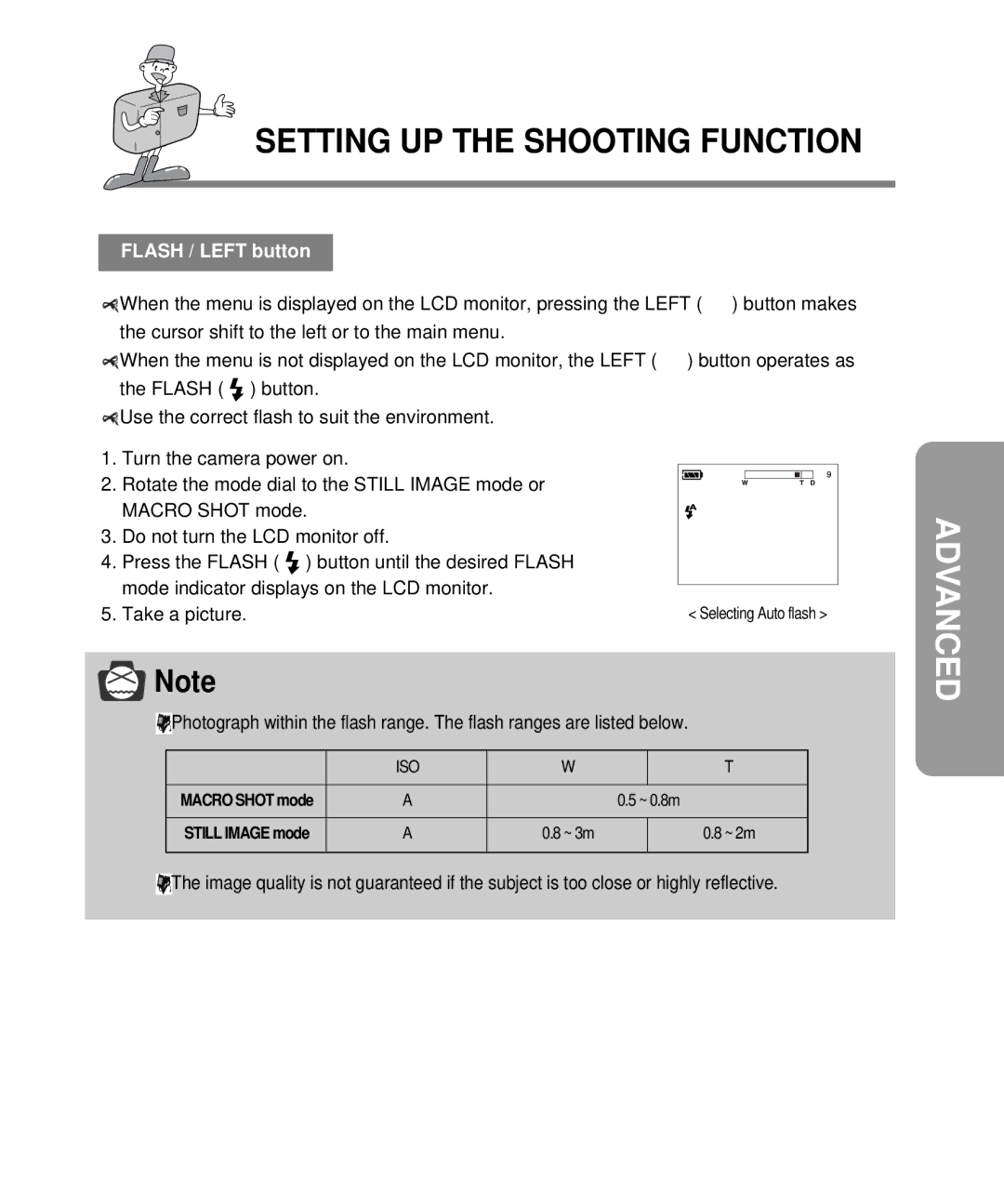 Samsung EC-D340ZSBA/E1, EC-D410ZSBA/E1 manual Flash / Left button 