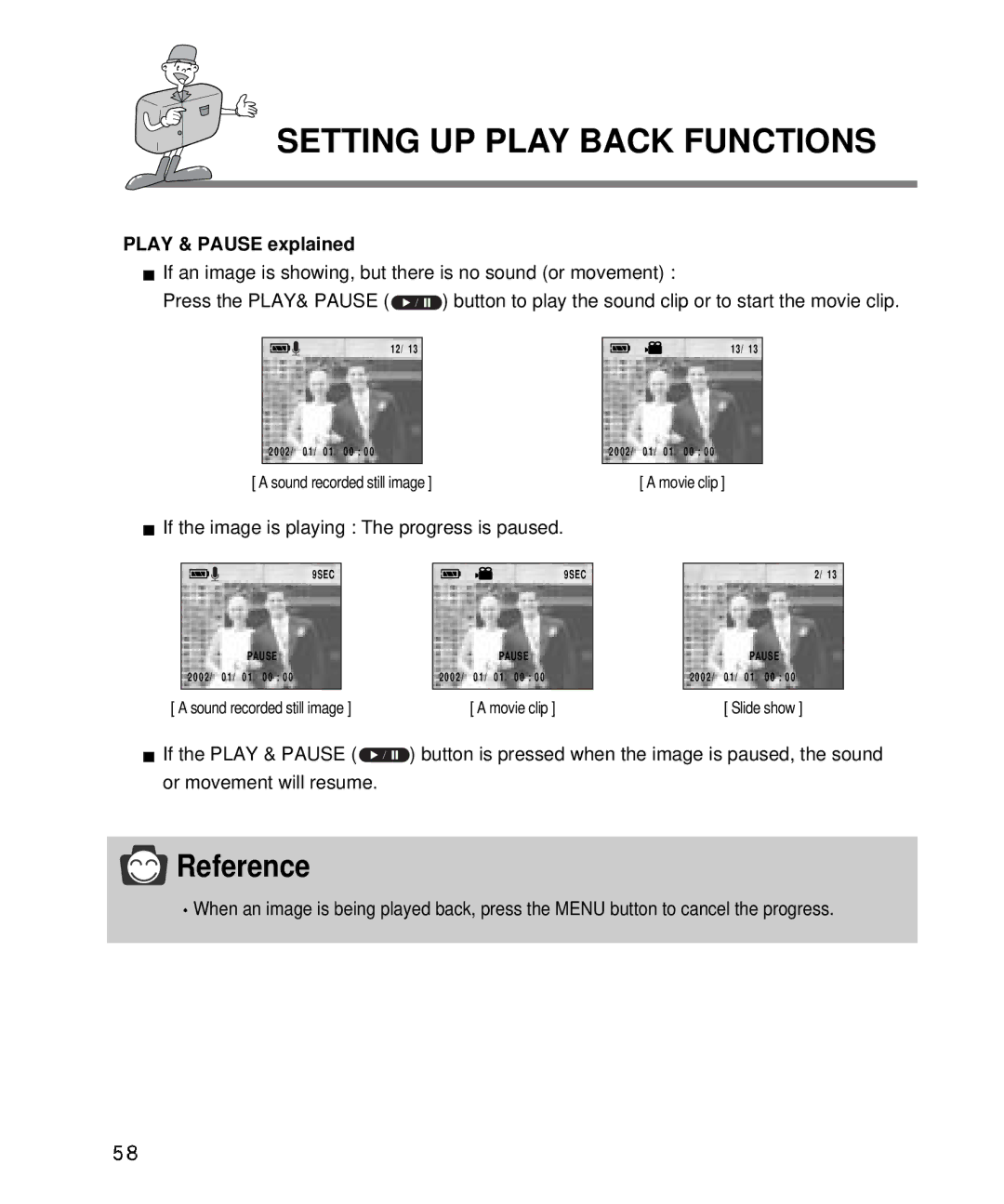 Samsung EC-D410ZSBA/E1, EC-D340ZSBA/E1 manual Play & Pause explained, If the image is playing The progress is paused 