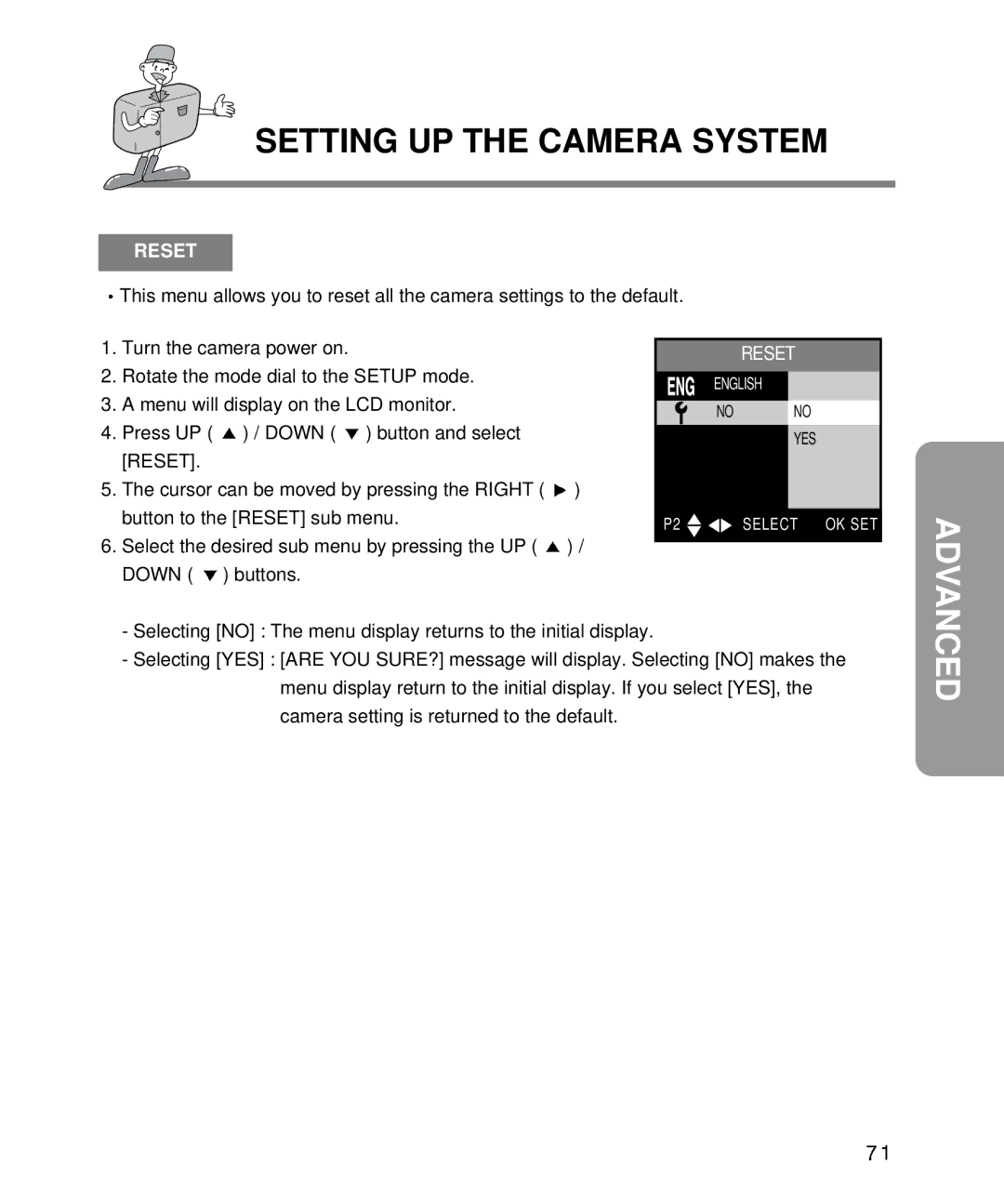 Samsung EC-D340ZSBA/E1, EC-D410ZSBA/E1 manual Reset, Advanced 