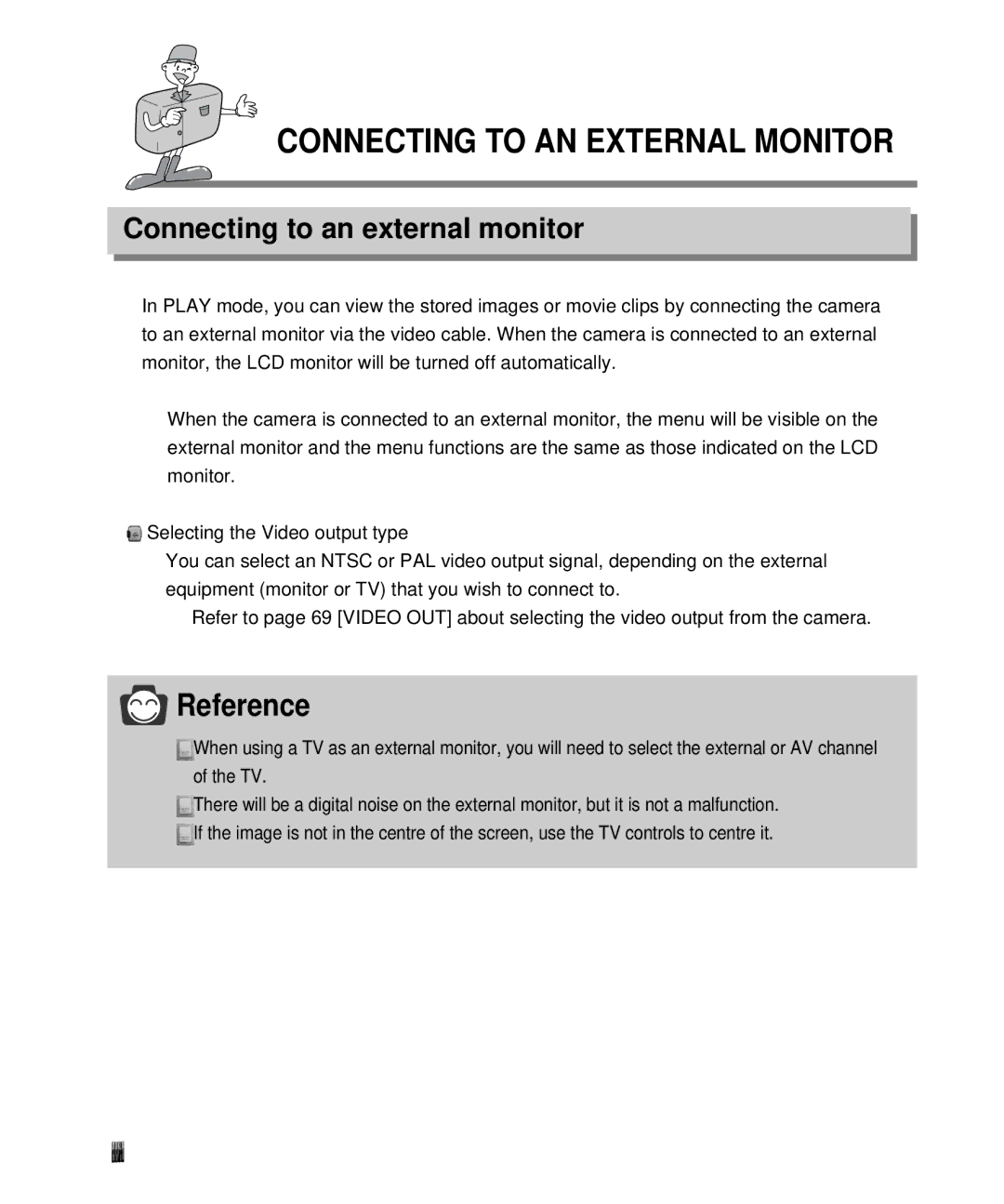 Samsung EC-D410ZSBA/E1, EC-D340ZSBA/E1 manual Connecting to AN External Monitor, Connecting to an external monitor 