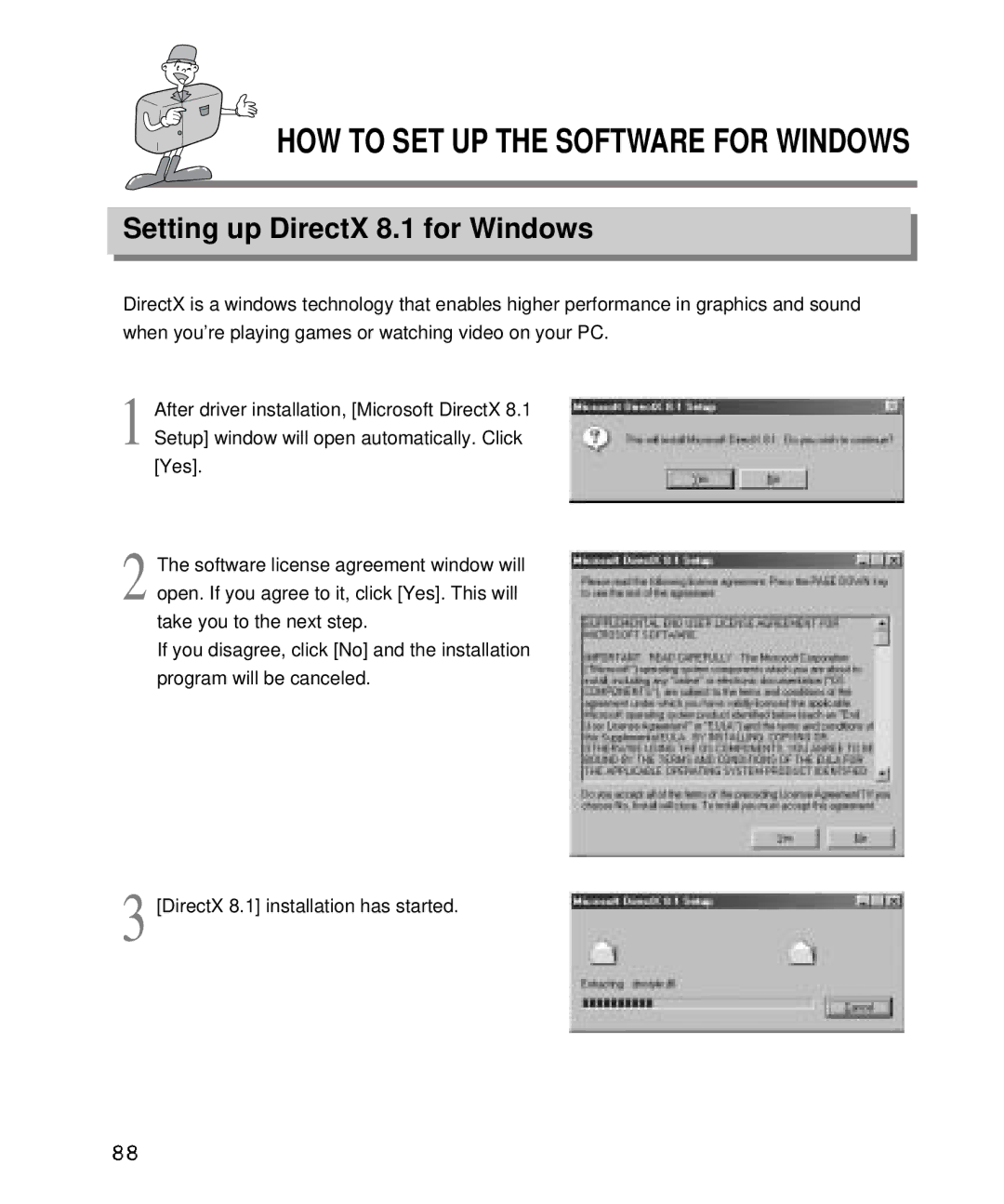 Samsung EC-D410ZSBA/E1, EC-D340ZSBA/E1 manual Setting up DirectX 8.1 for Windows 