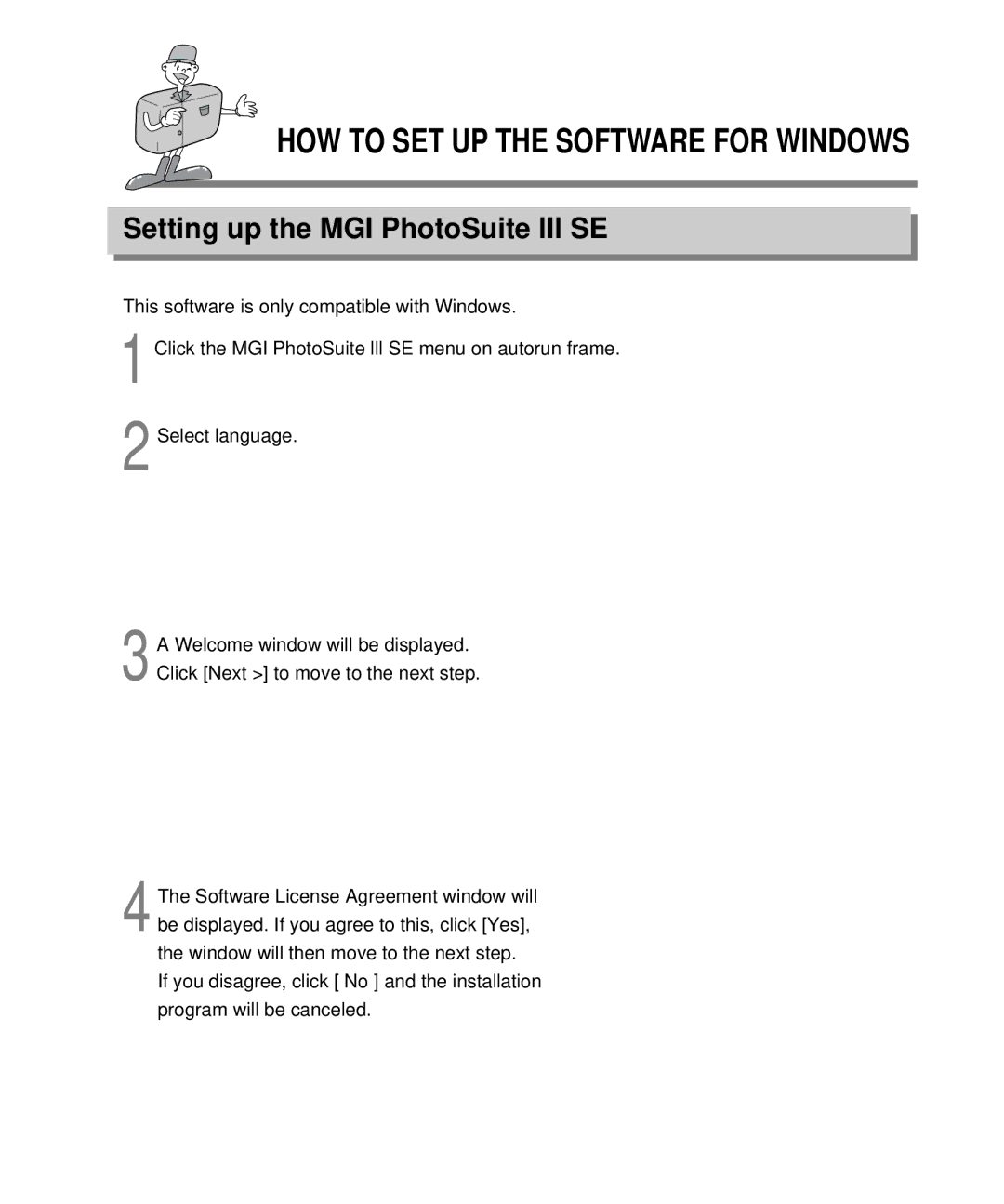 Samsung EC-D410ZSBA/E1, EC-D340ZSBA/E1 manual Setting up the MGI PhotoSuite lll SE 