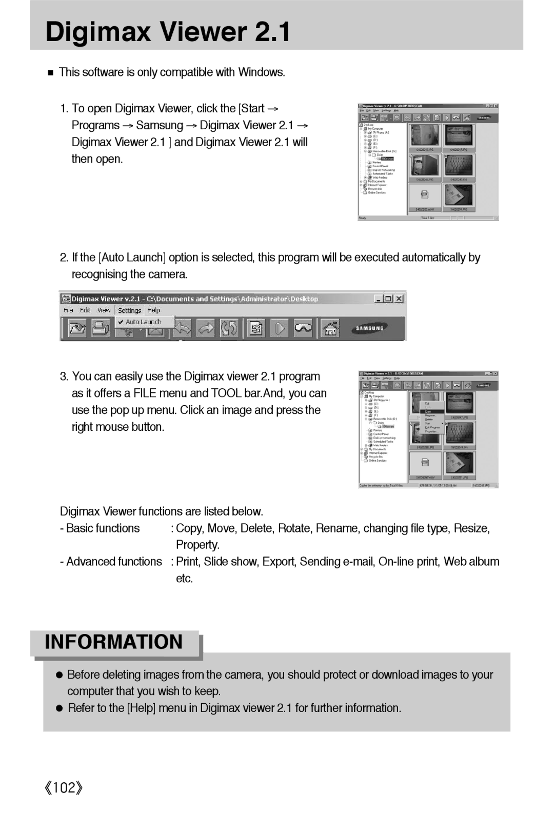 Samsung EC-A402ZBBA/E1, EC-D420ZSAA, EC-A402ZRBA/US, EC-A402ZBAA, EC-A402ZRBA/E1, EC-A402ZSBA/E1 Digimax Viewer, Property, Etc 