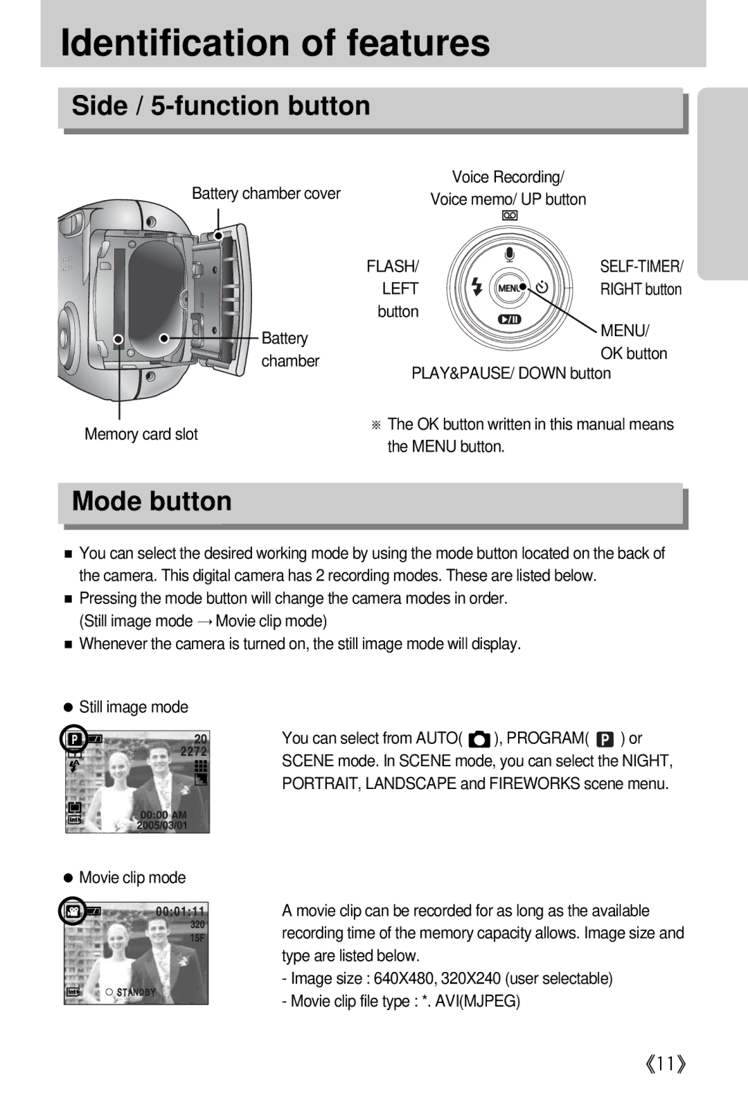 Samsung EC-A402ZBBA/E1, EC-D420ZSAA Side / 5-function button, Mode button, Battery chamber cover, Memory card slot, Left 