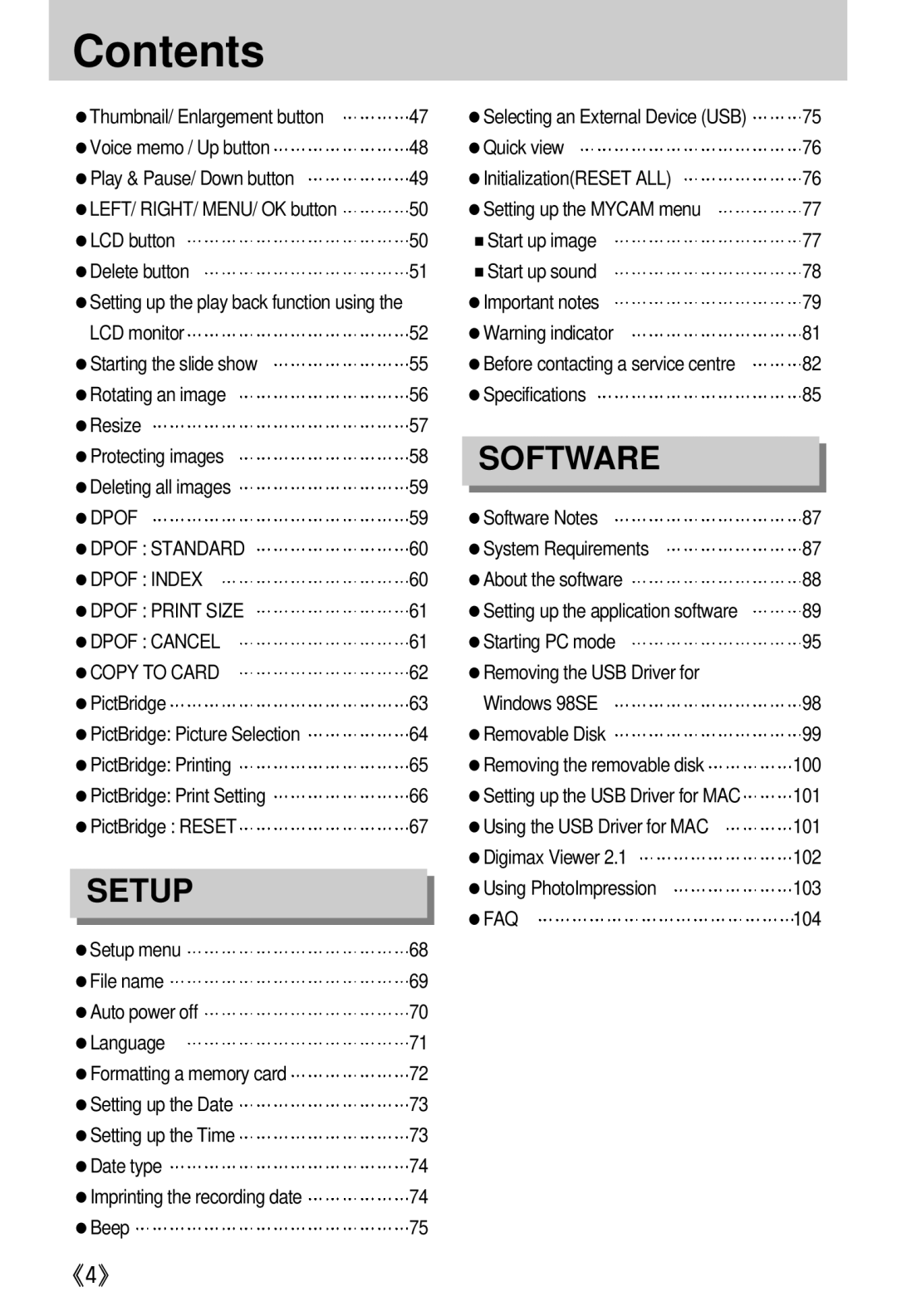 Samsung EC-A402ZBBA/E1, EC-D420ZSAA manual Dpof Standard, Dpof Index, Dpof Print Size, Dpof Cancel, Copy to Card, Faq 