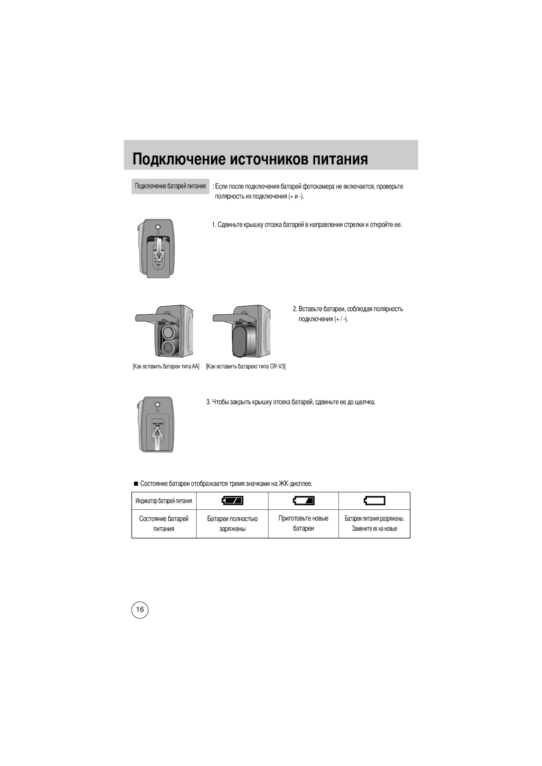 Samsung EC-D430ZSBA/FR, EC-D430ZSAA, EC-D430ZSAB, EC-D430ZSBA/GB, EC-D430ZSBA/US manual Чников питания 