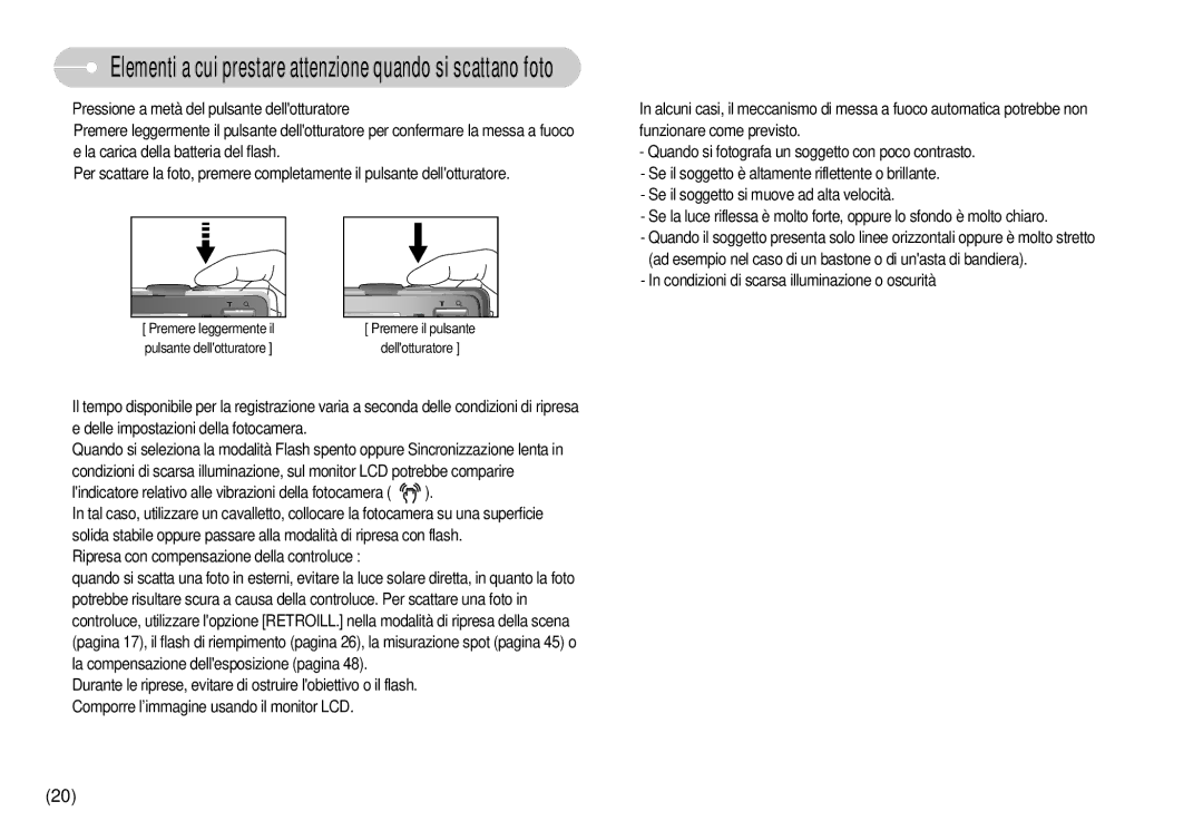 Samsung EC-D75ZZSBB/IT Lindicatore relativo alle vibrazioni della fotocamera, Ripresa con compensazione della controluce 