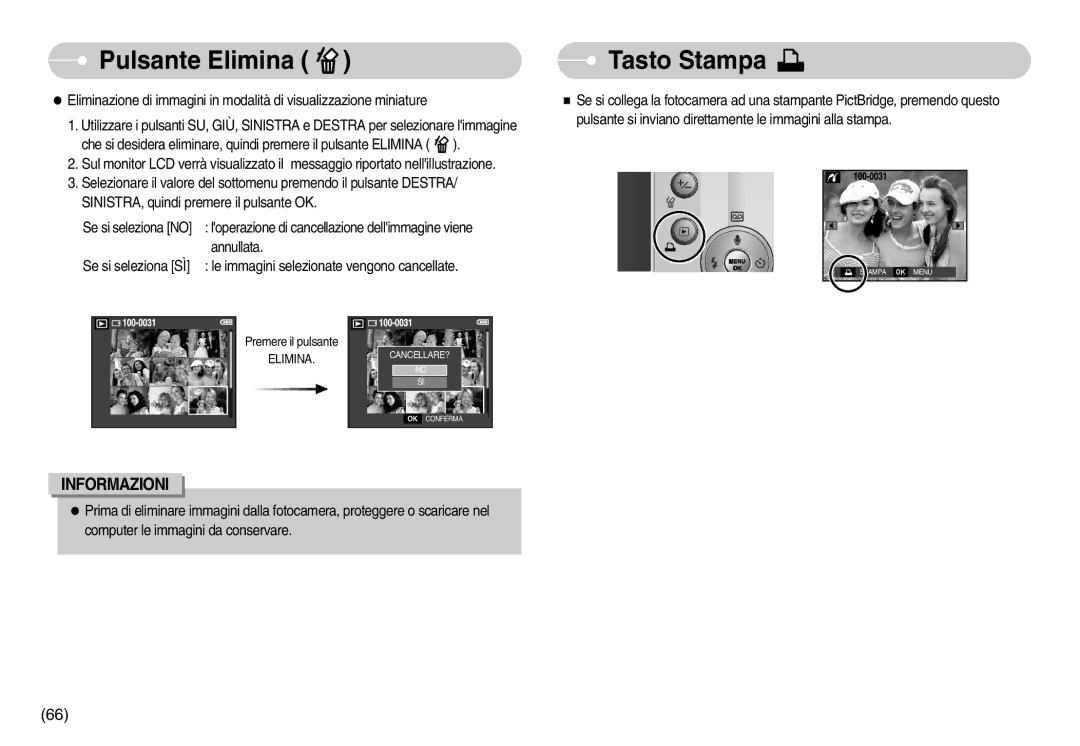 Samsung EC-D60ZZBBD/GB, EC-D60ZZBFB/IT, EC-D75ZZSBB/IT, EC-D75ZZBBB/IT, EC-D60ZZSFB/IT manual Tasto Stampa, Annullata 