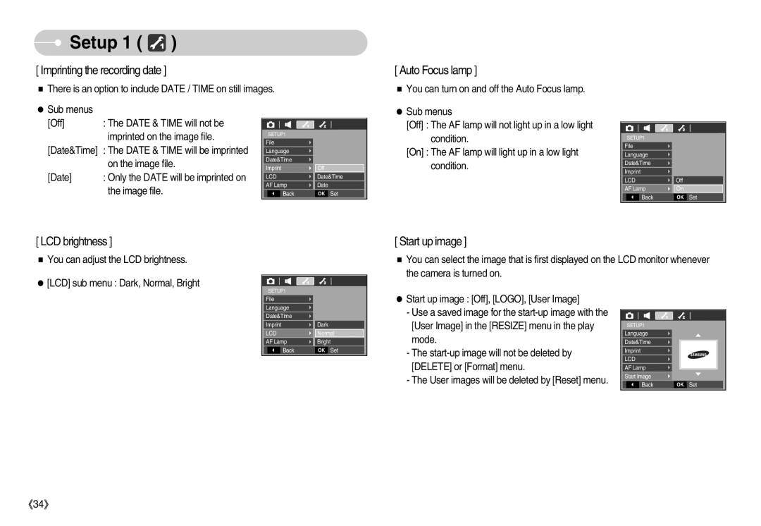 Samsung EC-D75ZZBBB/IT, EC-D70ZZBBC/FR, EC-D70ZZBBB/FR manual There is an option to include Date / Time on still images 