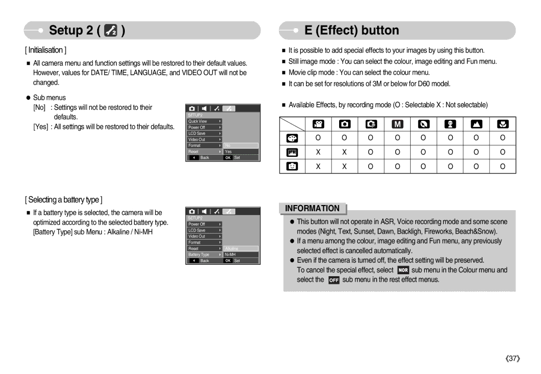 Samsung EC-D60ZZBHB/DE, EC-D70ZZBBC/FR, EC-D70ZZBBB/FR manual Effect button, Select the sub menu in the rest effect menus 