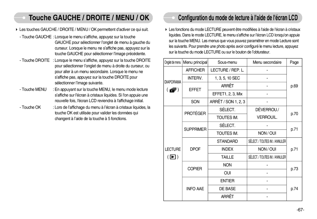 Samsung EC-D70ZZBBC/FR, EC-D70ZZBBB/FR manual Sélectionner l’image suivante, Changent à l’aide de la touche à 5 fonctions 