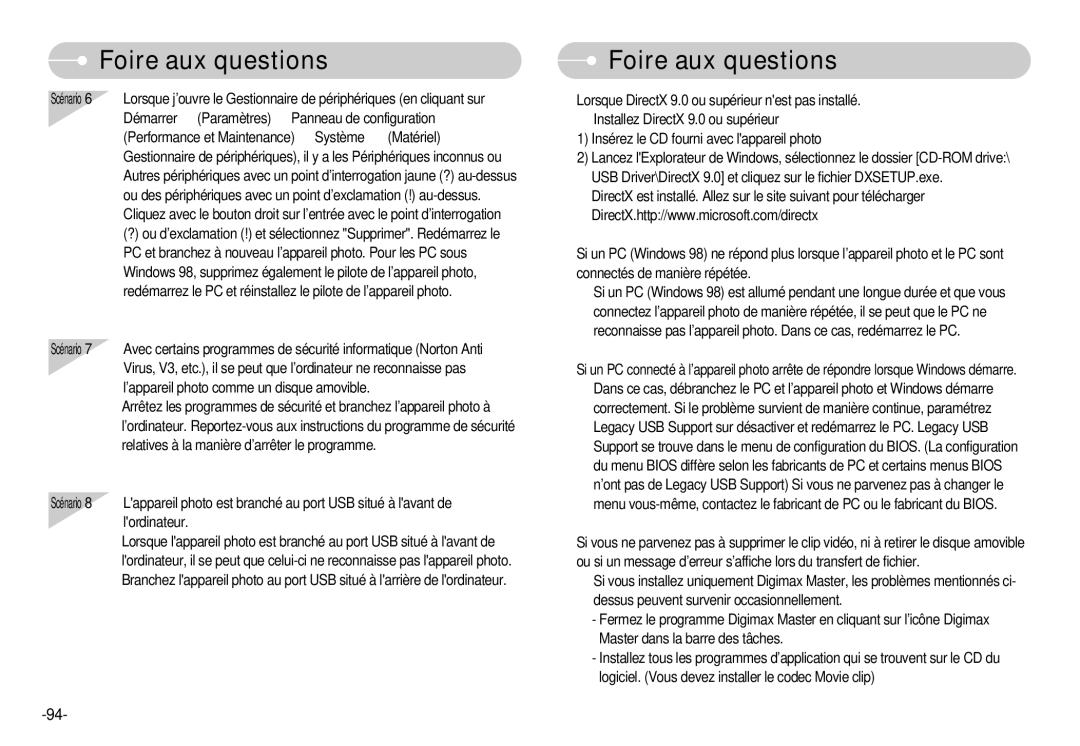 Samsung EC-D60ZZSFM/E1, EC-D70ZZBBC/FR manual Scénario, Démarrer Paramètres Panneau de configuration, Matériel, Lordinateur 