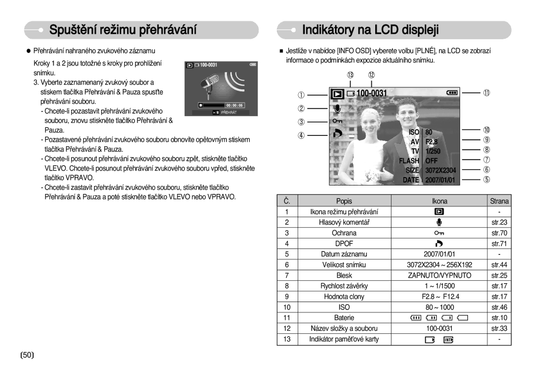 Samsung EC-D60ZZBHB/DE manual Souboru, znovu stisknûte tlaãítko Pﬁehrávání Pauza, Tlaãítka Pﬁehrávání & Pauza, 80 ~ 