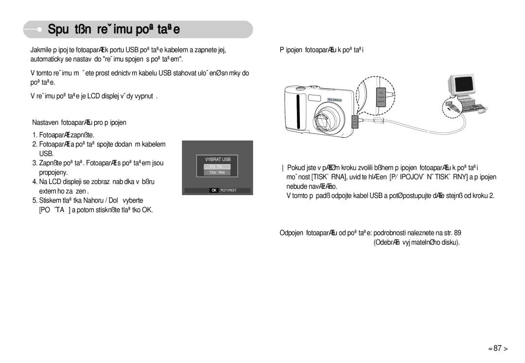 Samsung EC-D60ZZSHB/DE, EC-D75ZZBDB/DE, EC-D60ZZBHB/DE, EC-D70ZZSDB/DE, EC-D70ZZBDB/DE manual Spu‰tûní reÏimu poãítaãe 