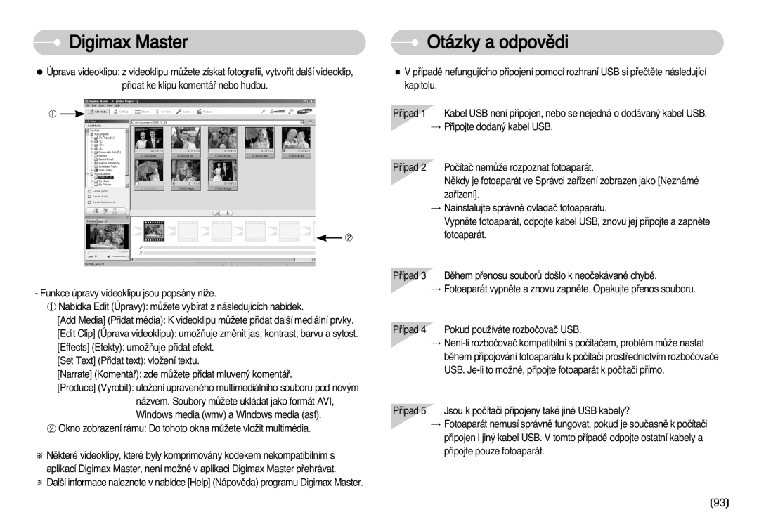 Samsung EC-D70ZZBDB/DE, EC-D75ZZBDB/DE FAQDigimax Master Otázky a odpovûdi, Pﬁidat ke klipu komentáﬁ nebo hudbu Kapitolu 