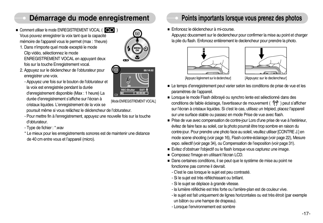 Samsung EC-D830ZBBF/E1, EC-D830ZB01KFR, EC-D830ZSBF/E1 manual Points importants lorsque vous prenez des photos 