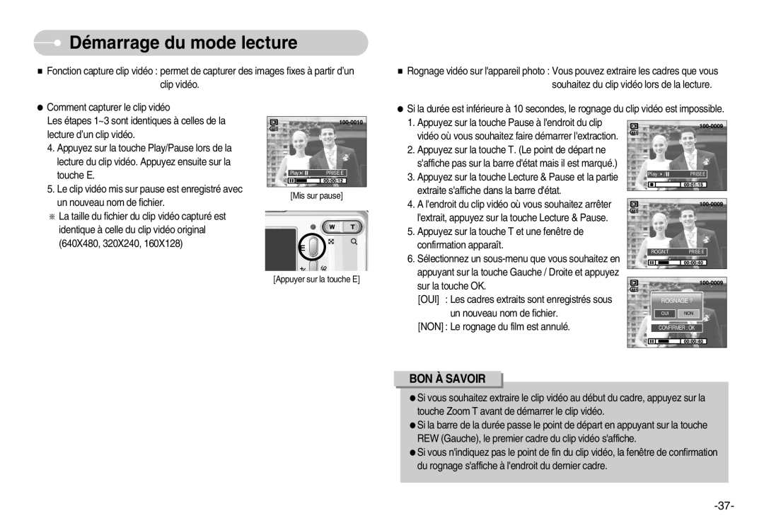 Samsung EC-D830ZSBF/E1, EC-D830ZBBF/E1, EC-D830ZB01KFR manual Mis sur pause 