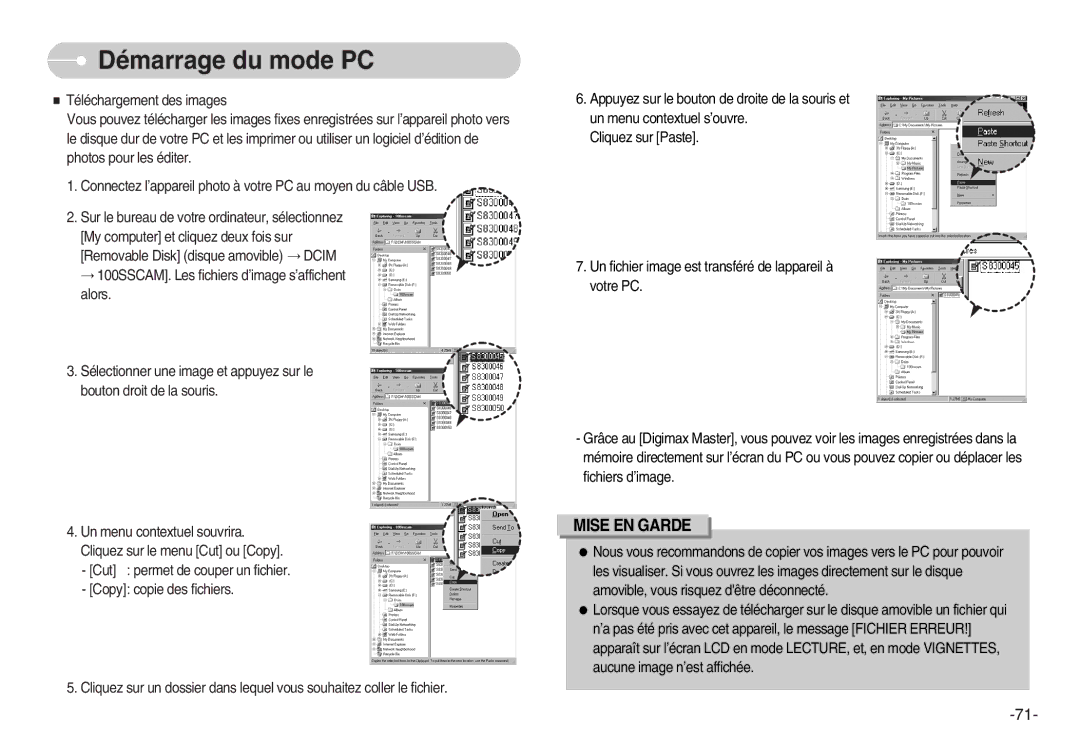 Samsung EC-D830ZBBF/E1, EC-D830ZB01KFR, EC-D830ZSBF/E1 manual Mise EN Garde 