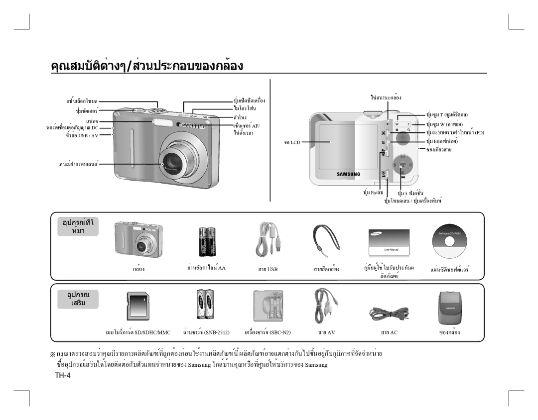 Samsung EC-D760ZSBD/E1, EC-D860ZSBC/FR, EC-D860ZSBD/FR, EC-D860ZSBB/FR คุณสมบัติต่างๆ/ส่วนประกอบของกล้อง, ขั้วต่อusb / Av 