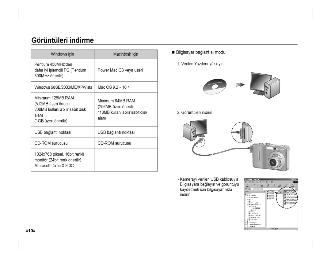 Samsung EC-D760ZPBA/E1, EC-D860ZSBC/FR, EC-D860ZSBD/FR, EC-D860ZSBB/FR manual Görüntüleri indirme, Bilgisayar bağlantısı modu 