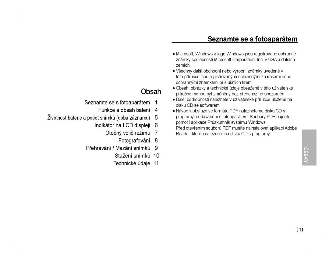 Samsung EC-D860ZSBD/AS, EC-D860ZSBC/FR Obsah, Seznamte se s fotoaparátem, Životnost baterie a počet snímků doba záznamu 