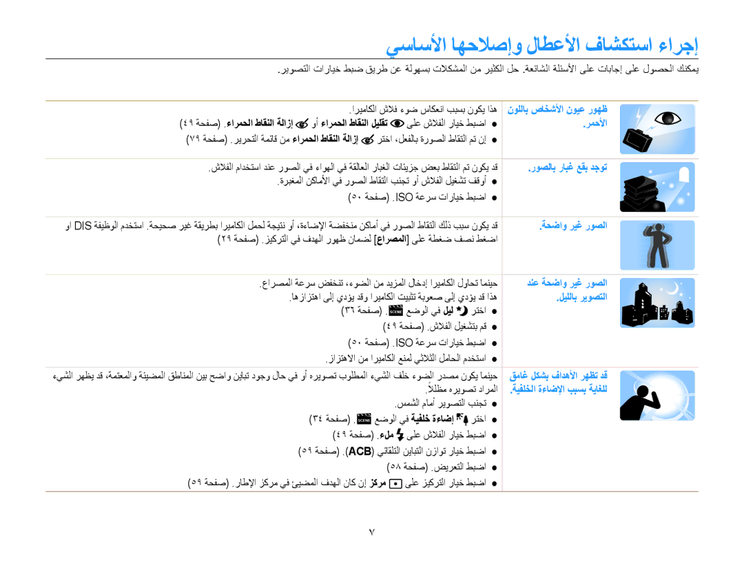 Samsung EC-DV100ZBPBAE, EC-DV100ZDPSME manual يساسلأا اهحلاصإو لاطعلأا فاشكتسا ءارجإ, 49 ةحفص .ءارمحلا طاقنلا ةلازإ 