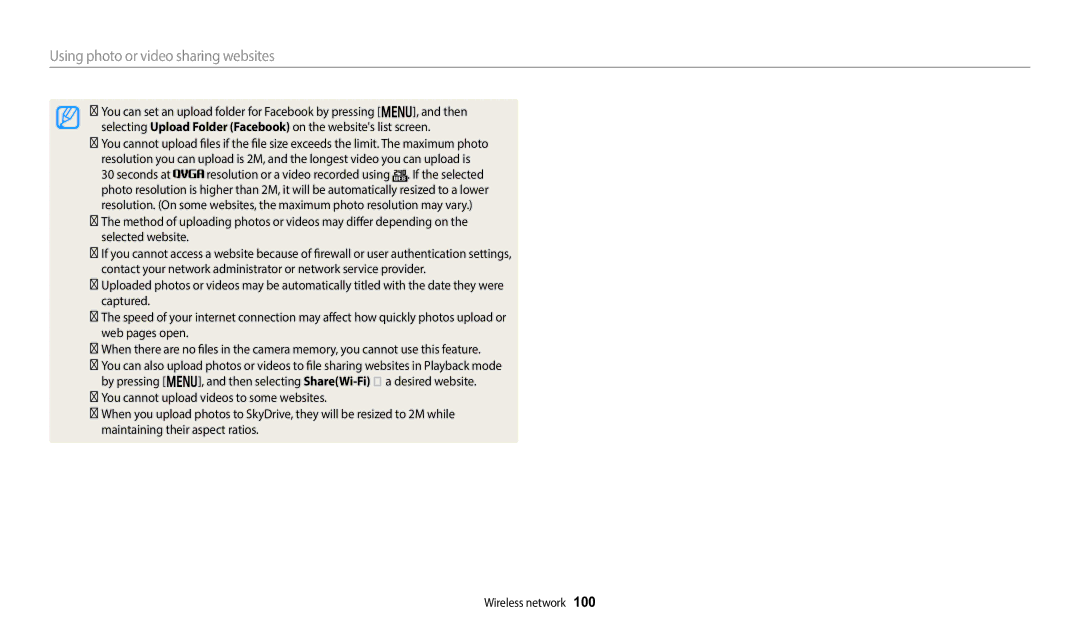 Samsung EC-DV150FBPBUS user manual Using photo or video sharing websites 