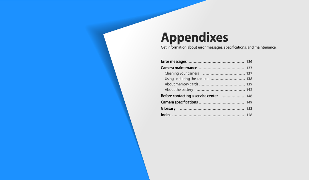 Samsung EC-DV150FBPBUS user manual Appendixes 