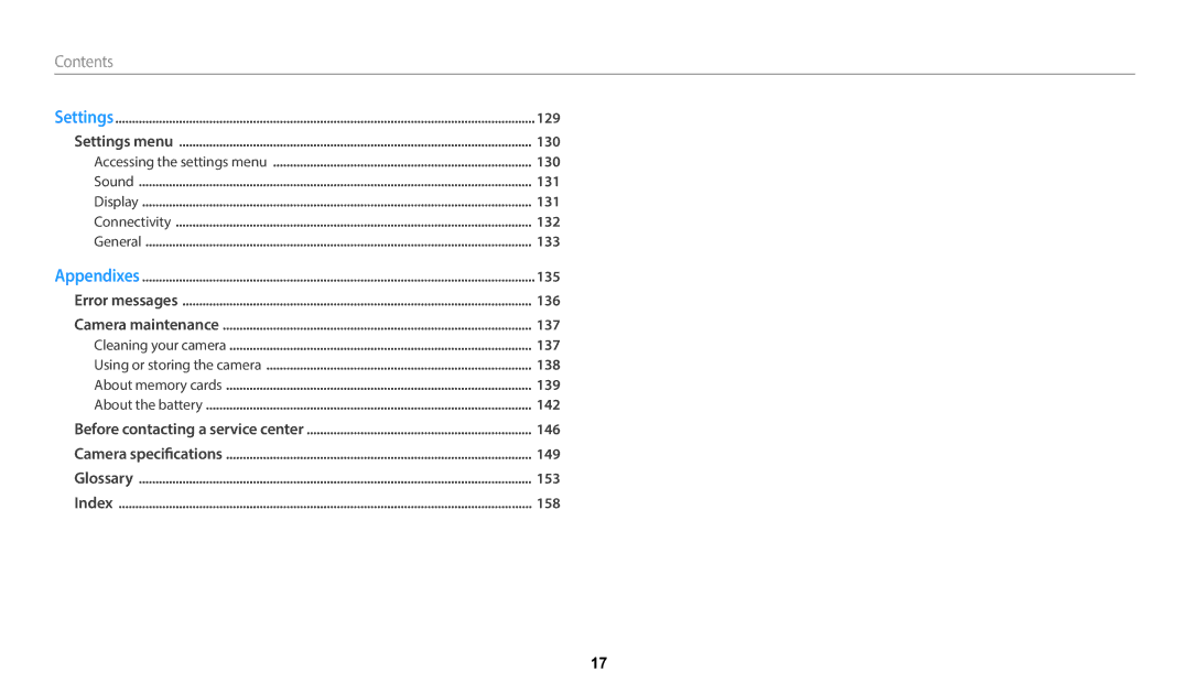 Samsung EC-DV150FBPBUS user manual Contents 