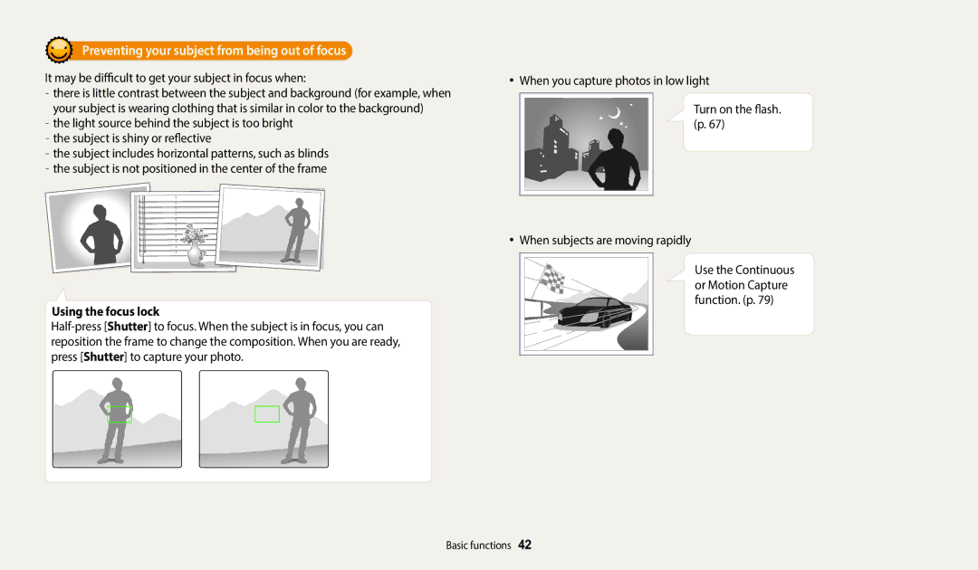 Samsung EC-DV150FBPBUS user manual Preventing your subject from being out of focus, Using the focus lock 