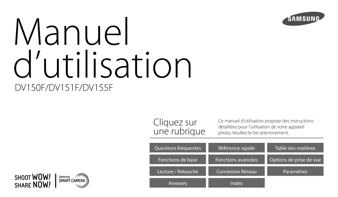 Samsung EC-DV150FBPBFR, EC-DV150FBPLFR, EC-DV150FBPWFR manual Manuel d’utilisation 