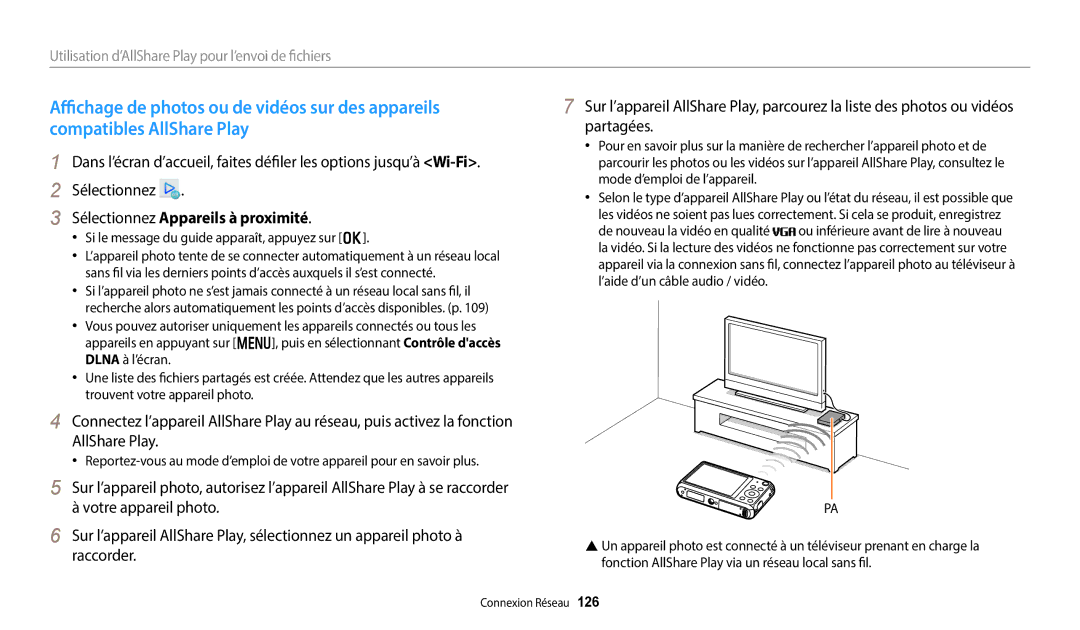 Samsung EC-DV150FBPBFR, EC-DV150FBPLFR, EC-DV150FBPWFR manual Sélectionnez Appareils à proximité 