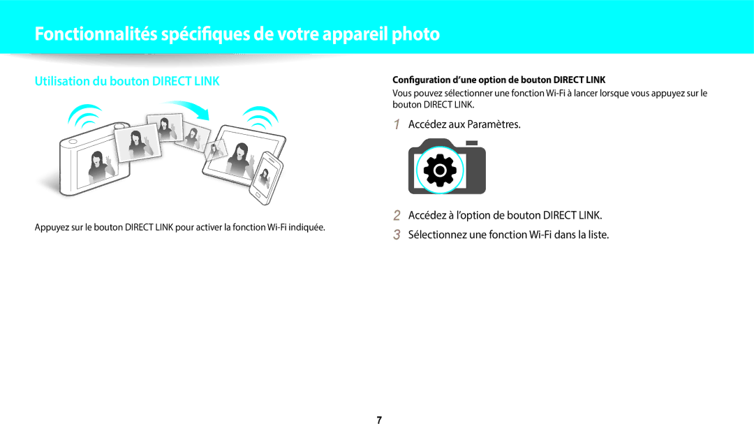 Samsung EC-DV150FBPWFR, EC-DV150FBPLFR, EC-DV150FBPBFR manual Fonctionnalités spécifiques de votre appareil photo 