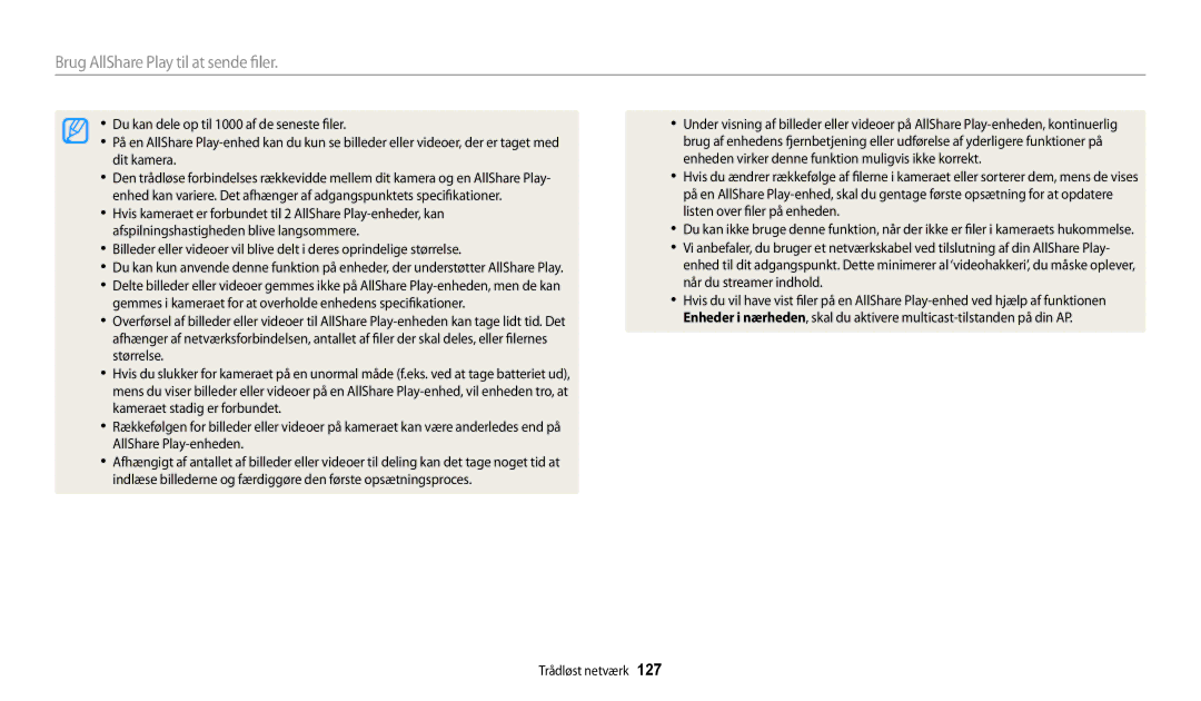 Samsung EC-DV150FBPBE2, EC-DV150FBPPE2, EC-DV150FBPWE2 manual Brug AllShare Play til at sende filer 