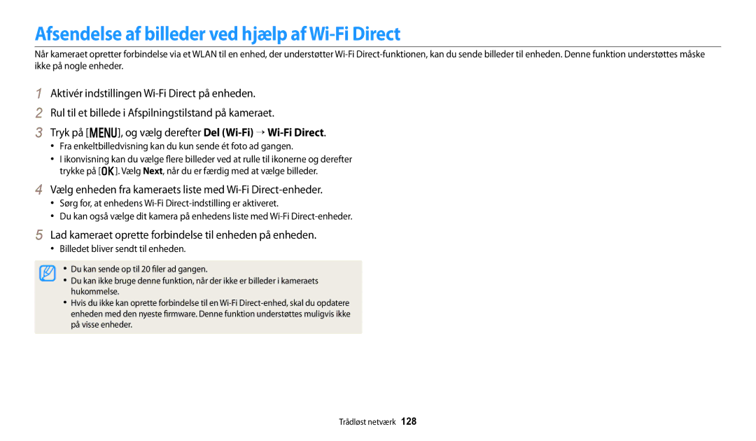 Samsung EC-DV150FBPPE2, EC-DV150FBPWE2 Afsendelse af billeder ved hjælp af Wi-Fi Direct, Billedet bliver sendt til enheden 