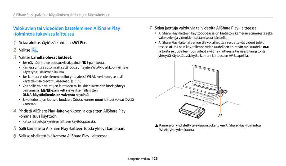 Samsung EC-DV150FBPWE2, EC-DV150FBPPE2 Valitse Lähellä olevat laitteet, Katso lisätietoja kyseisen laitteen käyttöoppaasta 