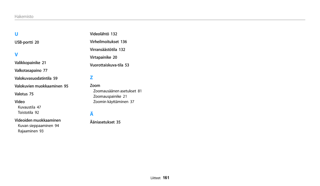 Samsung EC-DV150FBPPE2, EC-DV150FBPWE2, EC-DV150FBPBE2 manual Kuvan sieppaaminen 94 Rajaaminen 