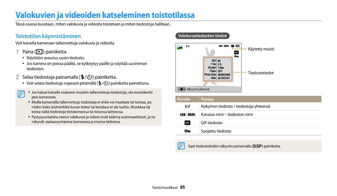 Samsung EC-DV150FBPBE2 Valokuvien ja videoiden katseleminen toistotilassa, Toistotilan käynnistäminen, Paina P-painiketta 