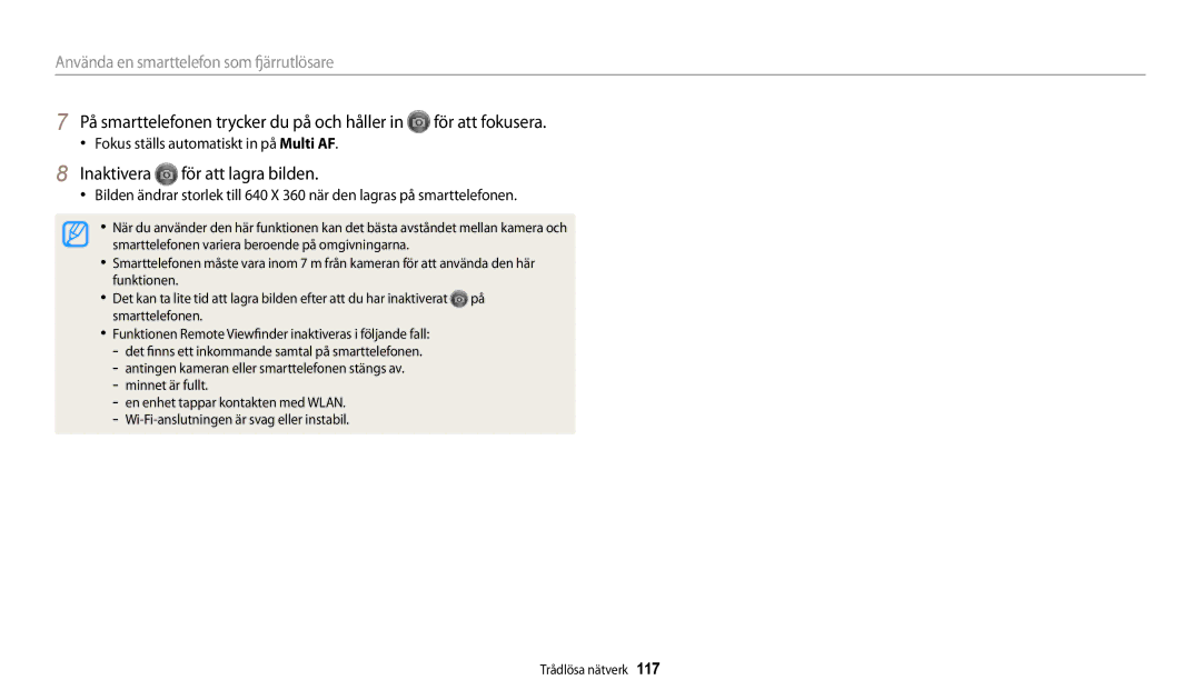 Samsung EC-DV150FBPWE2, EC-DV150FBPPE2 manual Inaktivera för att lagra bilden, Fokus ställs automatiskt in på Multi AF 