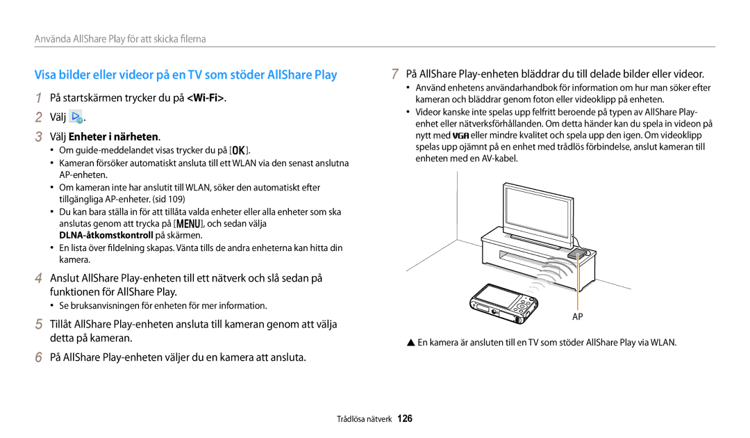 Samsung EC-DV150FBPWE2, EC-DV150FBPPE2 manual Välj Enheter i närheten, Se bruksanvisningen för enheten för mer information 