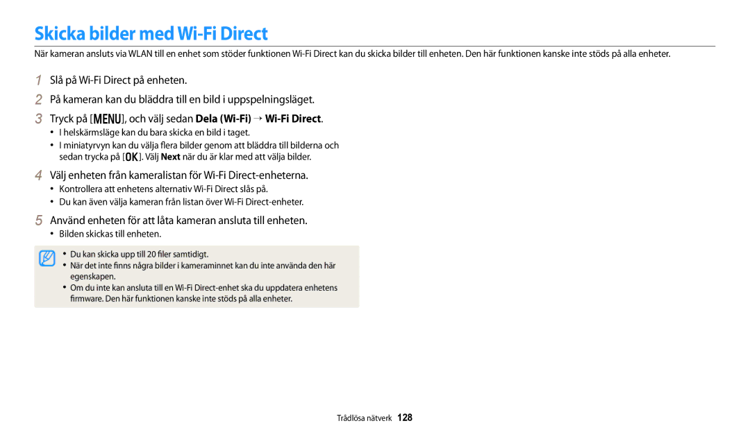 Samsung EC-DV150FBPPE2 manual Skicka bilder med Wi-Fi Direct, Slå på Wi-Fi Direct på enheten, Bilden skickas till enheten 