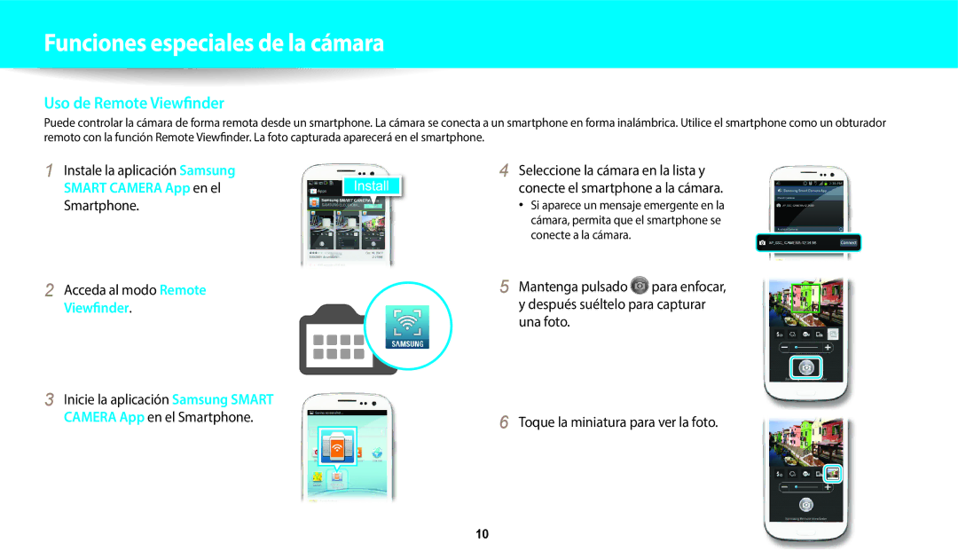 Samsung EC-DV150FBPLIL, EC-DV150FBPWE1, EC-DV150FBPEIL, EC-DV150FBPWIL manual Uso de Remote Viewfinder, Acceda al modo Remote 