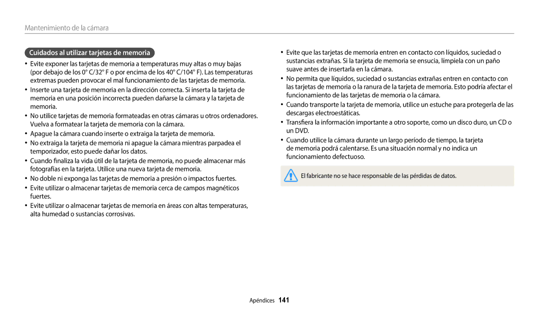 Samsung EC-DV150FBPBIL, EC-DV150FBPWE1, EC-DV150FBPEIL, EC-DV150FBPLIL manual Cuidados al utilizar tarjetas de memoria 