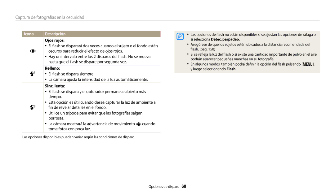 Samsung EC-DV150FBPPE1, EC-DV150FBPWE1, EC-DV150FBPEIL, EC-DV150FBPLIL, EC-DV150FBPWIL manual Ojos rojos, Relleno, Sinc. lenta 