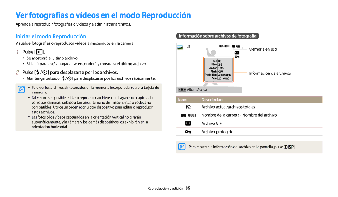 Samsung EC-DV150FBPBE1 manual Ver fotografías o vídeos en el modo Reproducción, Iniciar el modo Reproducción, Pulse P 