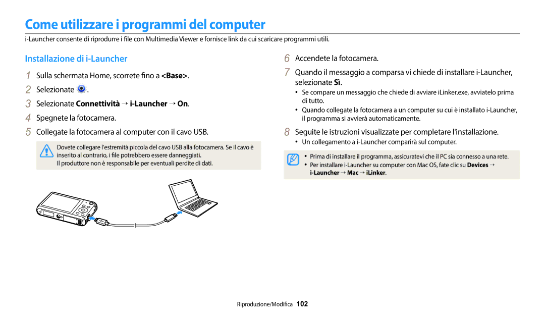 Samsung EC-DV150FBPWE1 manual Come utilizzare i programmi del computer, Installazione di i-Launcher 