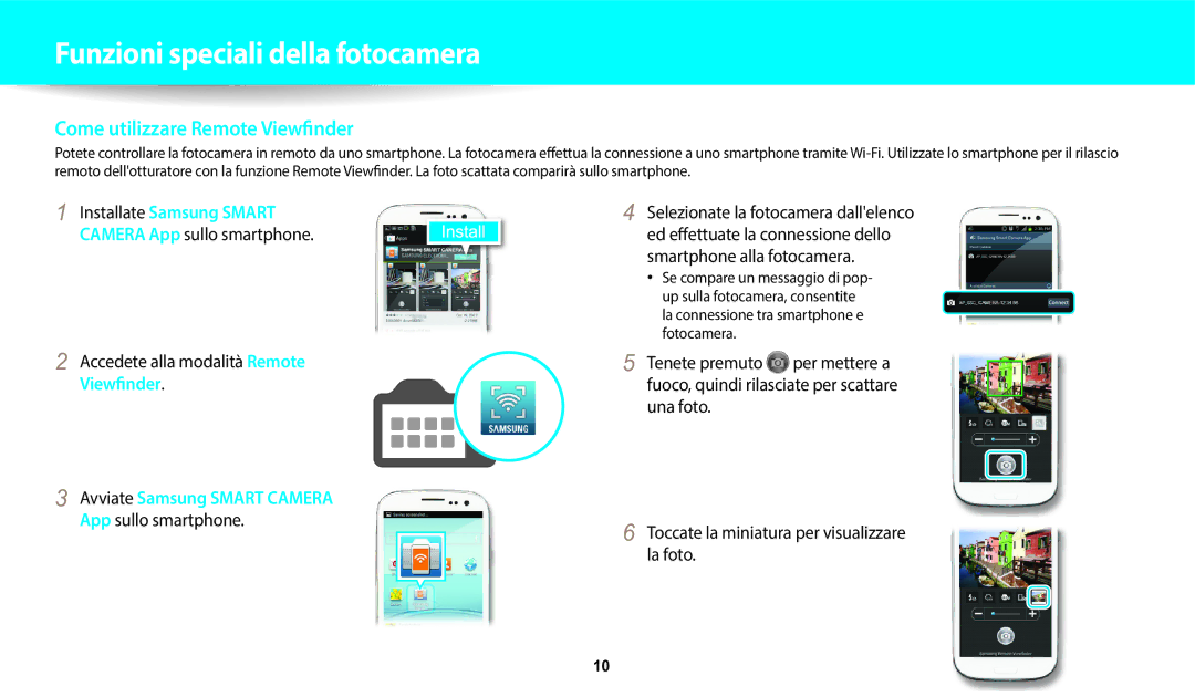 Samsung EC-DV150FBPWE1 manual Accedete alla modalità Remote Viewfinder, App sullo smartphone 