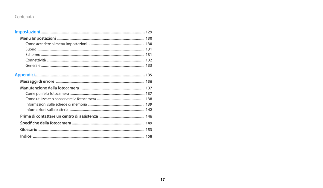 Samsung EC-DV150FBPWE1 manual Contenuto 