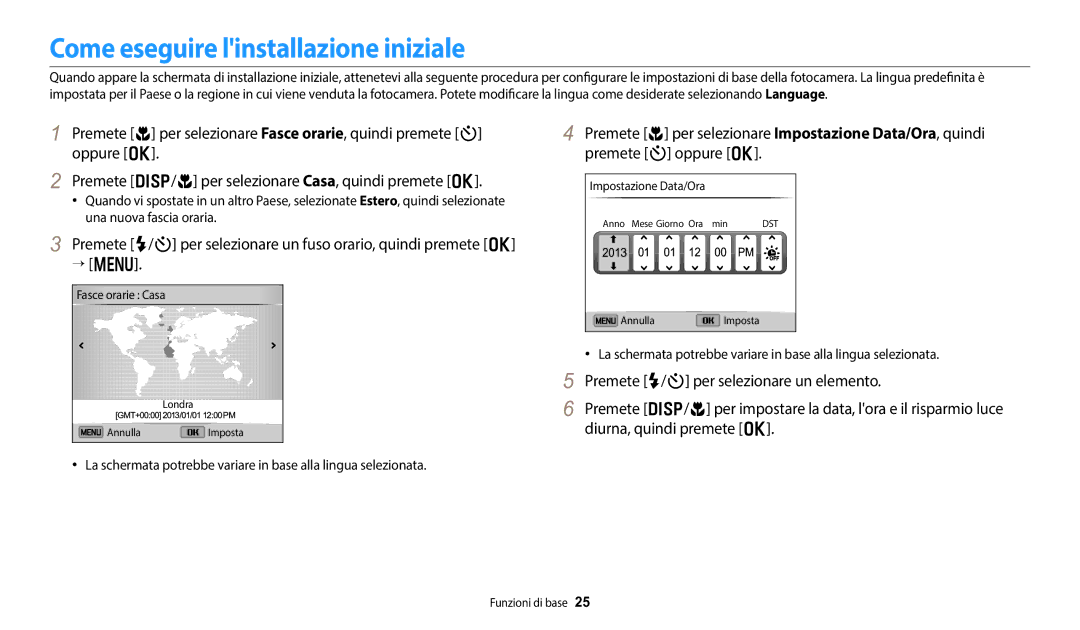 Samsung EC-DV150FBPWE1 manual Come eseguire linstallazione iniziale 