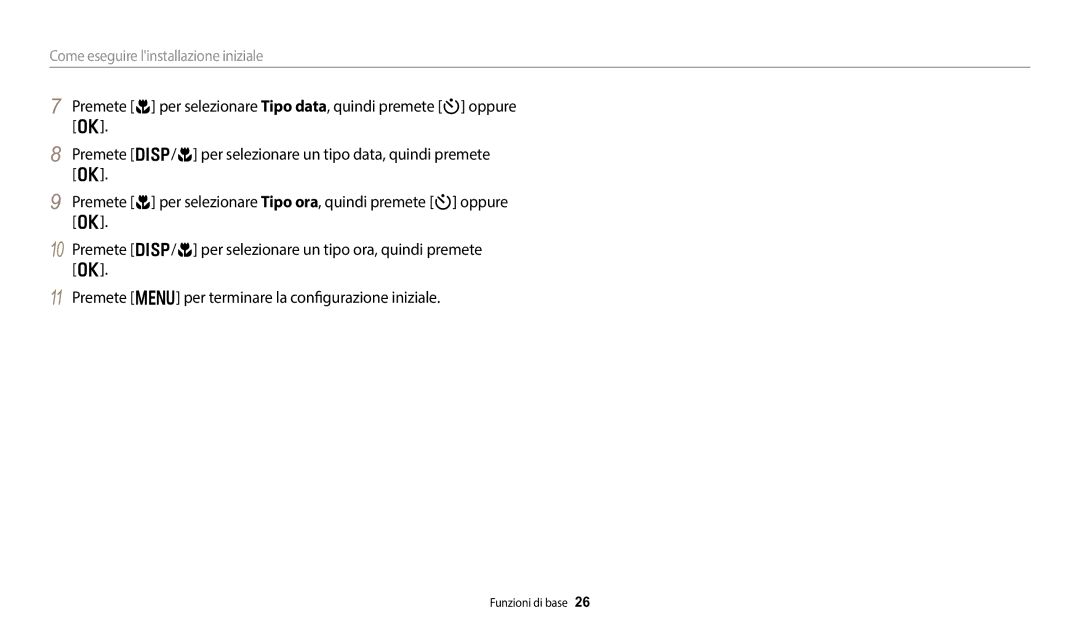 Samsung EC-DV150FBPWE1 manual Come eseguire linstallazione iniziale 